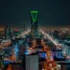 Saudi Arabia Riyadh landscape at night - Riyadh Tower Kingdom Centre