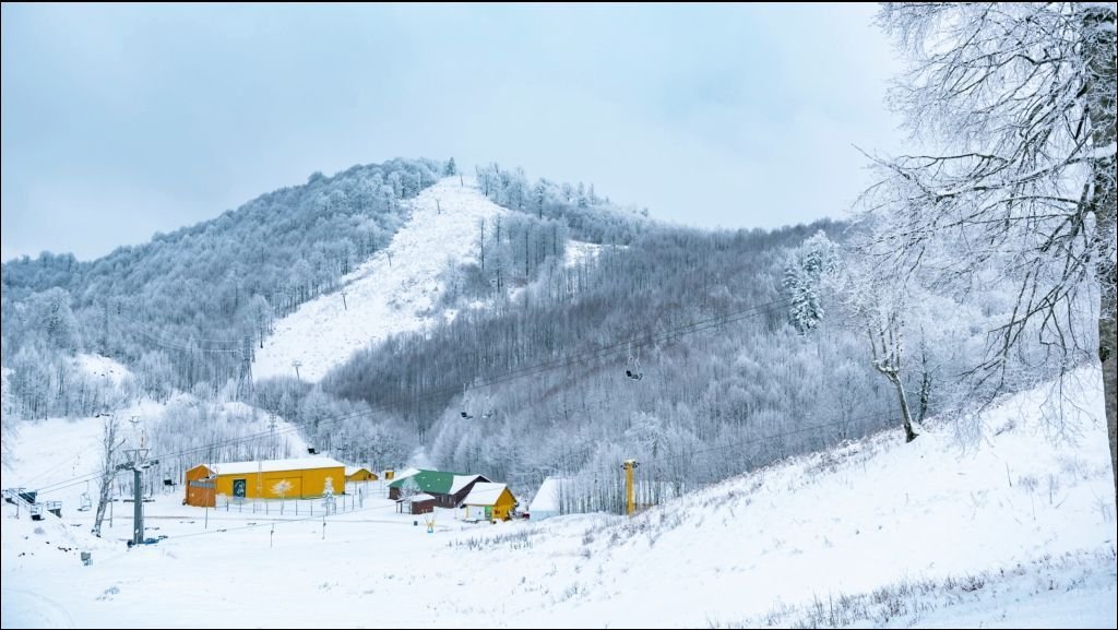 Chairlift Time Lapse, Skilift, Winter, Snow Mountains & Forest, Turkey, Kartepe