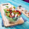 Mixed Vegetable Salads on Blue Wood Background – Healthy Food – Photo 1