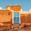 Old Arabic House with Door and Antique Lanterns - Traditional Arab Mud Archit
