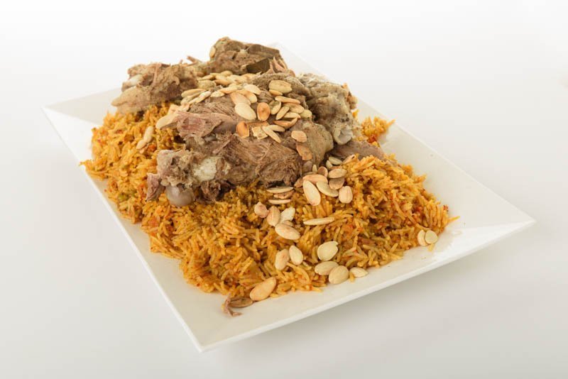 Kabsa with Cooked Meats on White Background – Mandi Rice – Photo 3