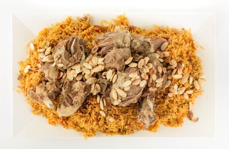 Kabsa with Cooked Meats on White Background – Mandi Rice – Photo 2