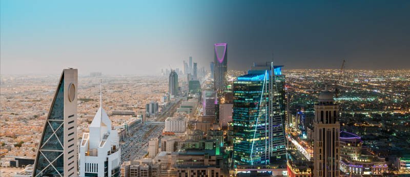 Saudi Arabia Riyadh Landscape Between Day and Night - Riyadh Kingdom Tower