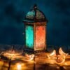 Ramadan Lantern Glowing with Colorful Bokeh Lights at Night – Photo 2