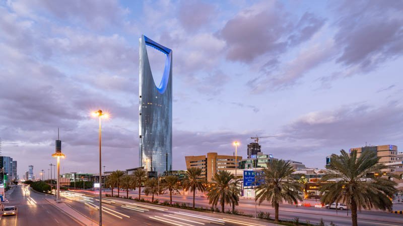 Saudi Arabia Riyadh landscape at Sunset - Riyadh Tower Kingdom Centre Daylight