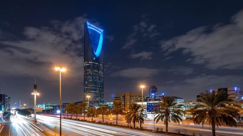 Saudi Arabia Riyadh landscape at Night - Riyadh Tower Kingdom Centre Daylight