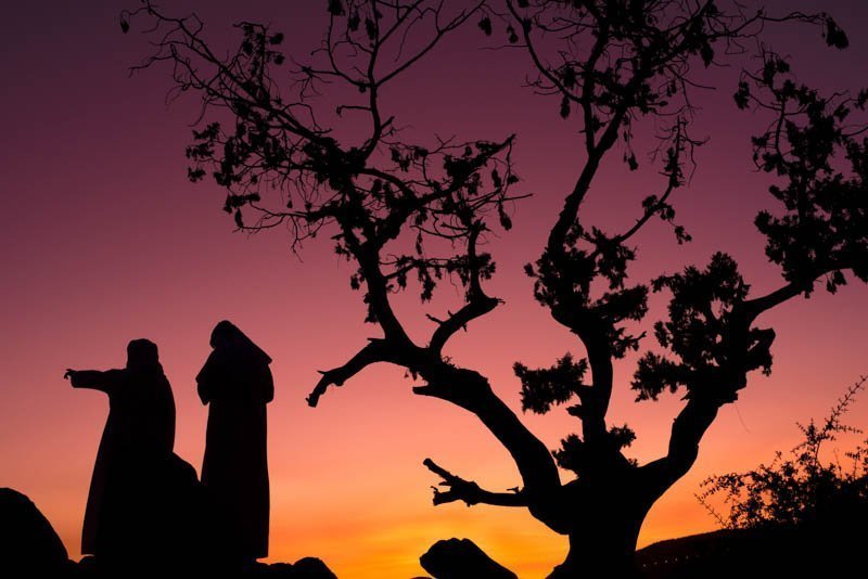 Saudi People in Nature in Saudi Arabia - silhouette in night sky - Ramadan - Eid
