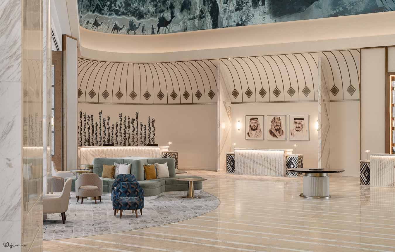 Atheel Hotel interior at KAFD — architecture photography by Wajd Ramadan for Artychoke, Riyadh, Saudi Arabia
