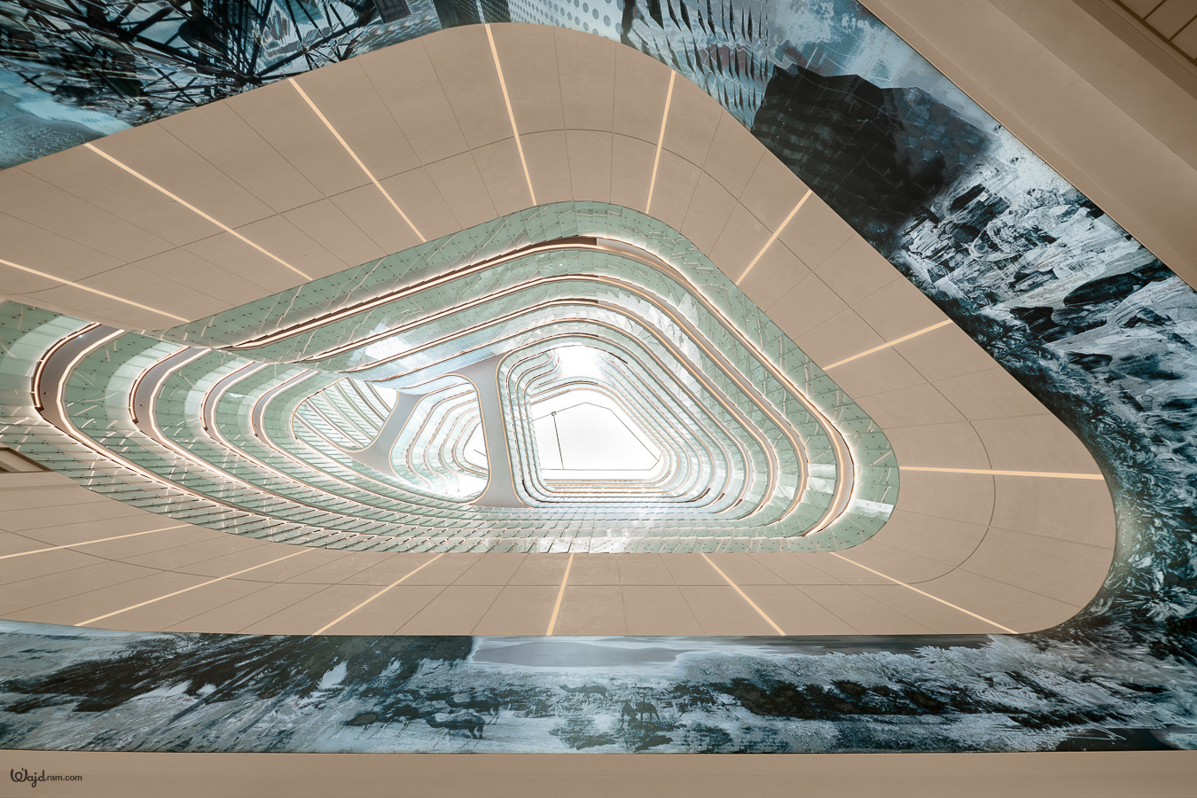 Curated art installation in hotel lobby — interior photography by Wajd Ramadan for Artychoke, KAFD, Riyadh, Saudi Arabia.