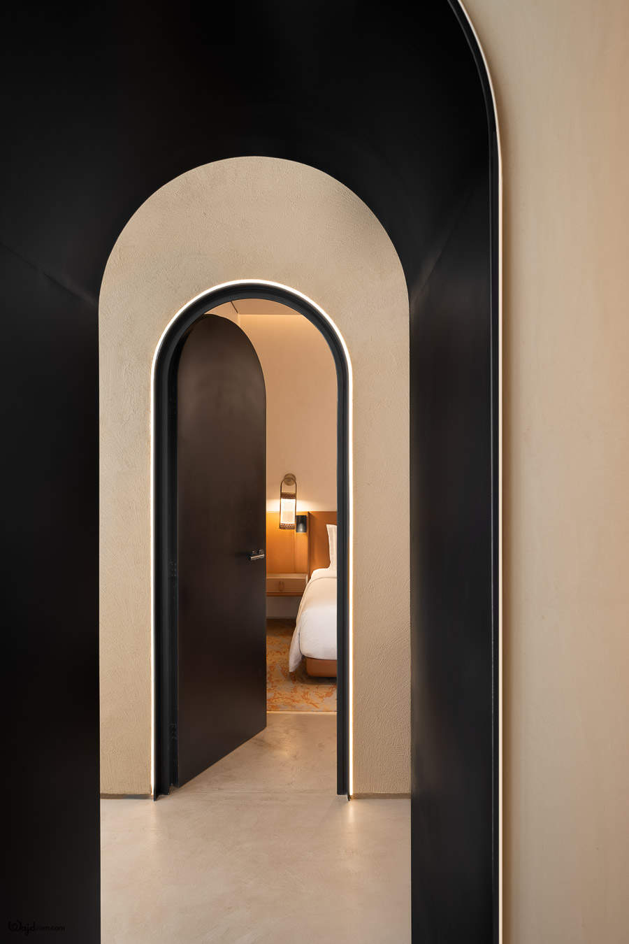The Chedi Hegra luxury hotel exterior at AlUla, Saudi Arabia. Heritage railway station architecture repurposed into a five-star hospitality property within the UNESCO World Heritage Site of Hegra (Mada'in Salih). Hotel architecture photography by Wajd Ramadan