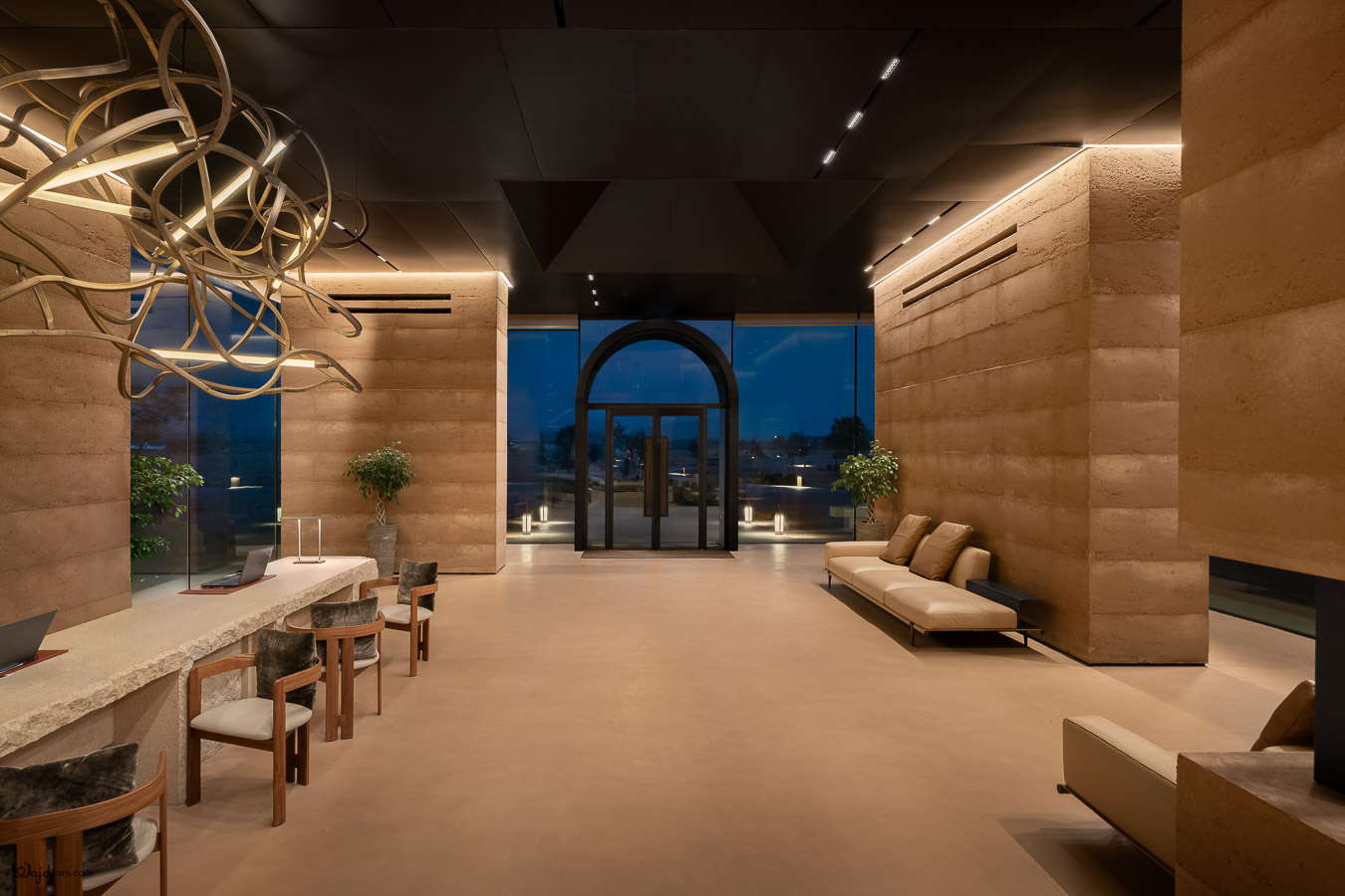 The Chedi Hegra luxury hotel exterior at AlUla, Saudi Arabia. Heritage railway station architecture repurposed into a five-star hospitality property within the UNESCO World Heritage Site of Hegra (Mada'in Salih). Hotel architecture photography by Wajd Ramadan