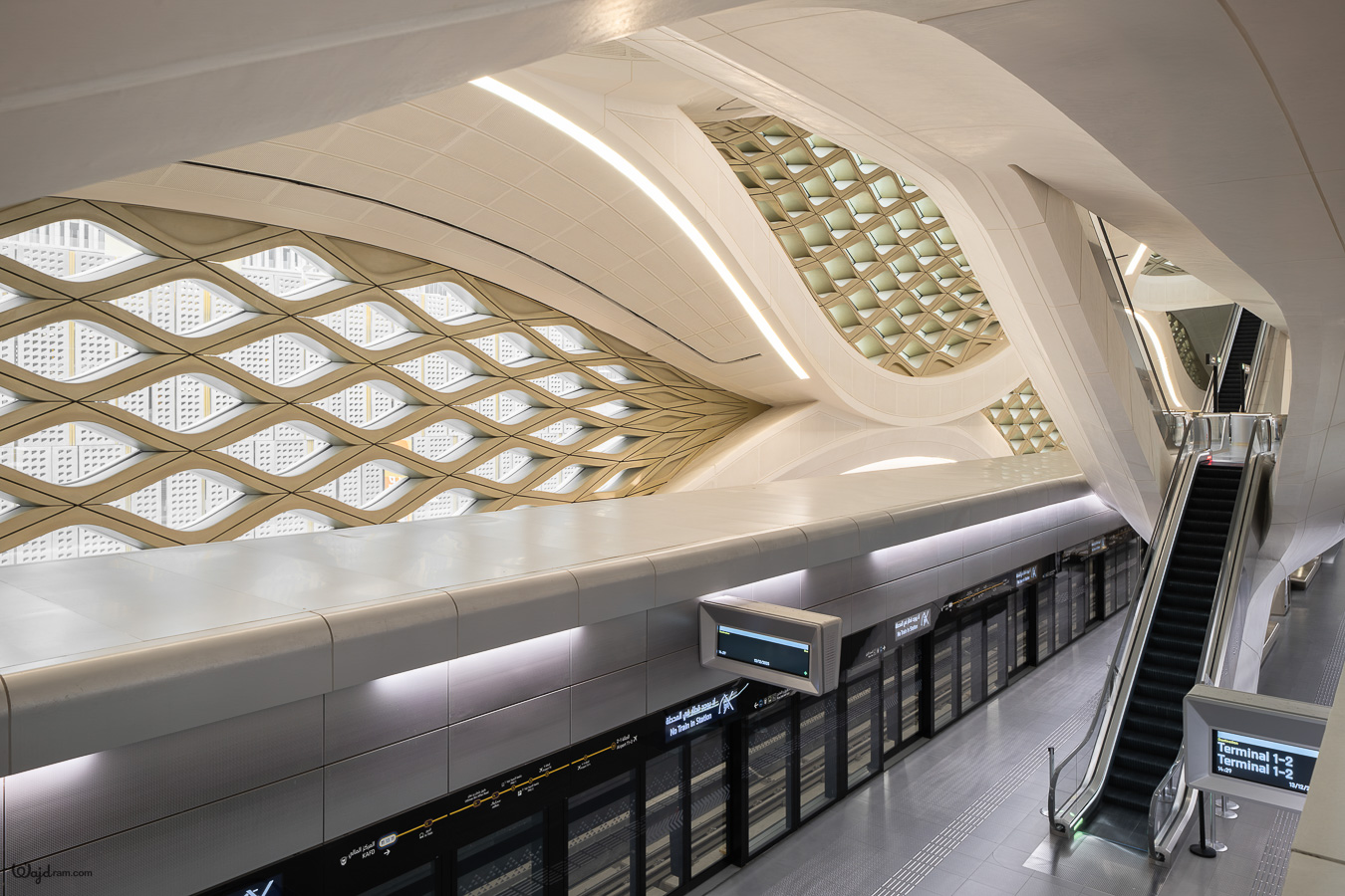 KAFD Metro Station within the King Abdullah Financial District in Riyadh — architectural photography by Wajd Ramadan for LEDFlex.