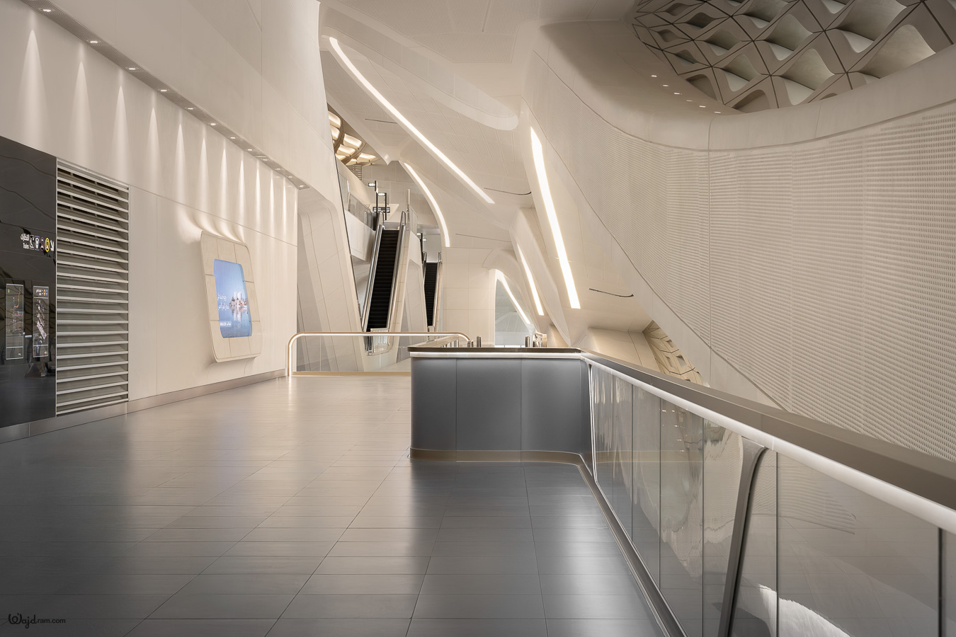 KAFD Metro Station within the King Abdullah Financial District in Riyadh — architectural photography by Wajd Ramadan for LEDFlex.