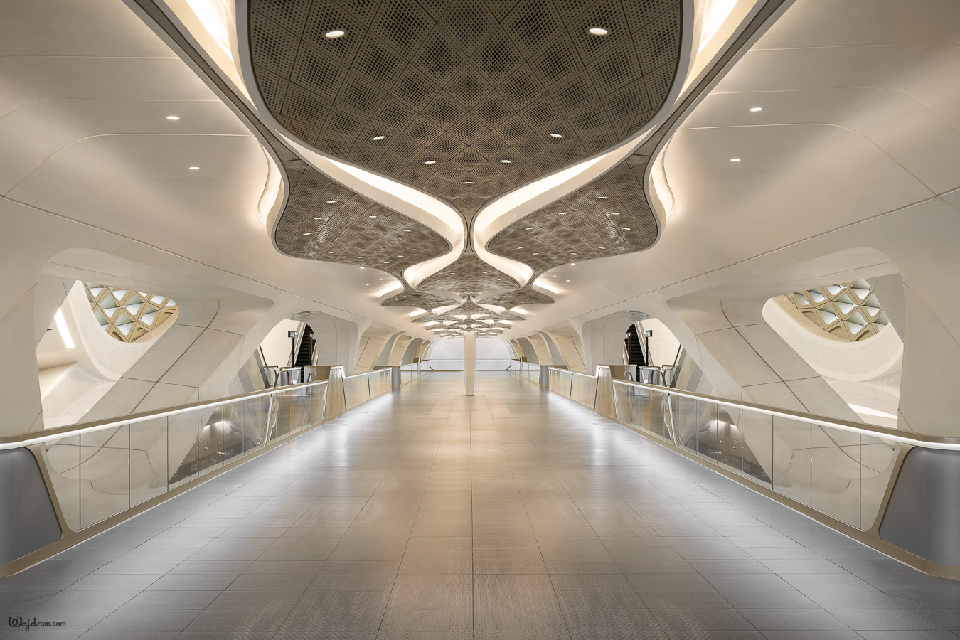 Geometric architectural detail at KAFD Metro Station in Riyadh, Saudi Arabia — photography by Wajd Ramadan for LEDFlex.
