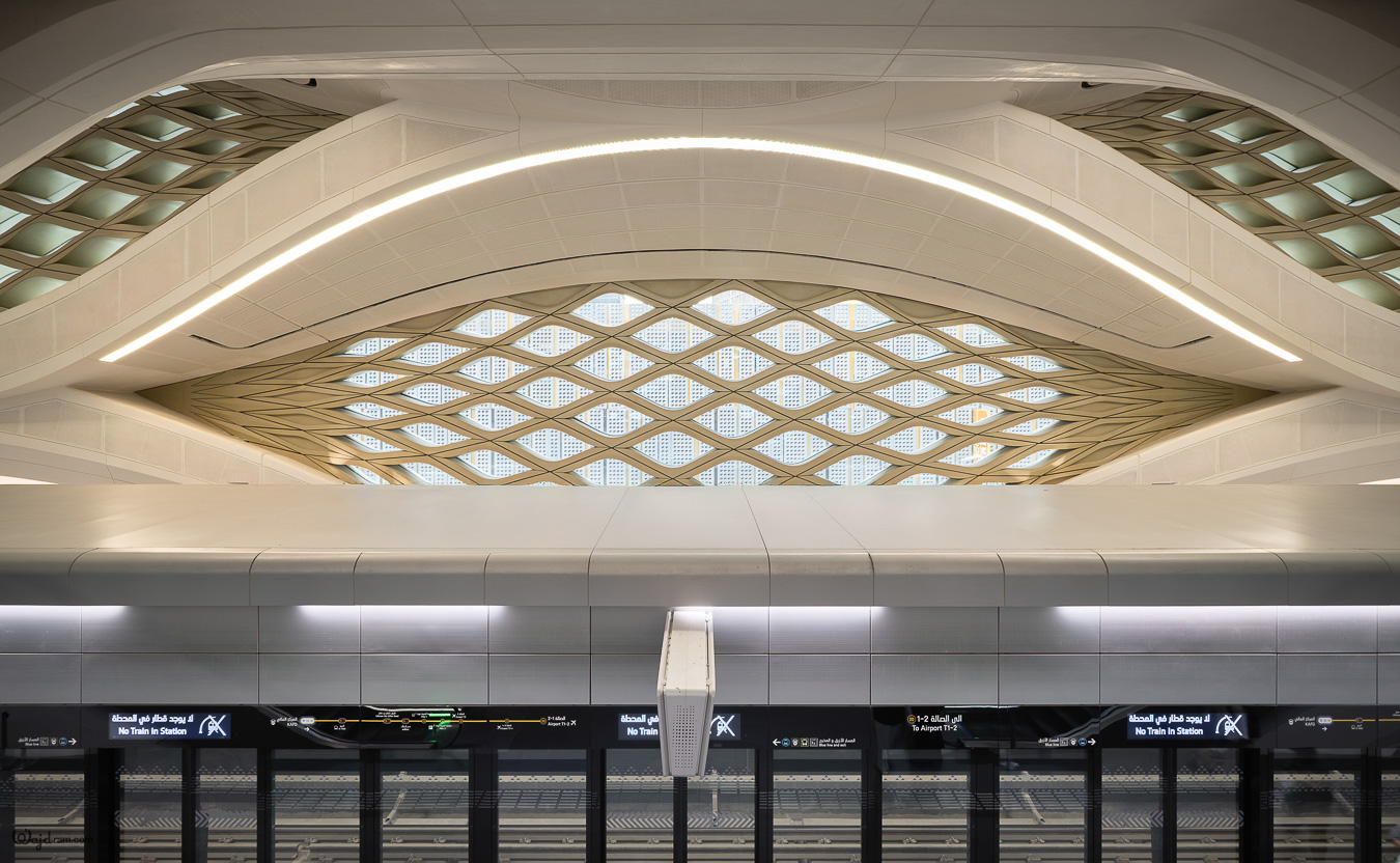 KAFD Metro Station within the King Abdullah Financial District in Riyadh — architectural photography by Wajd Ramadan for LEDFlex.