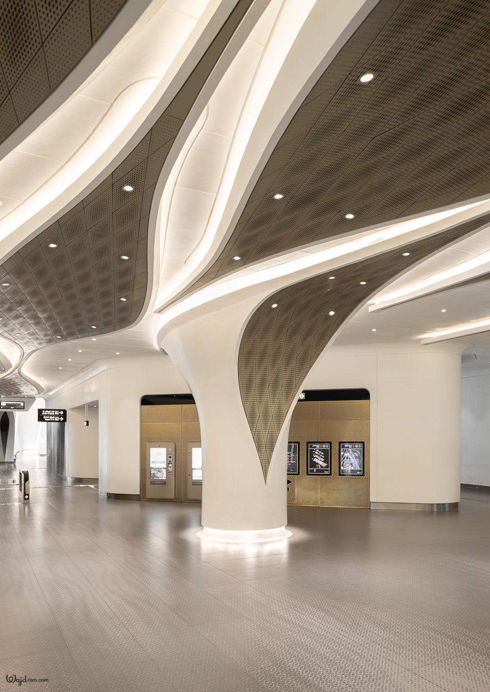Geometric architectural detail at KAFD Metro Station in Riyadh, Saudi Arabia — photography by Wajd Ramadan for LEDFlex.