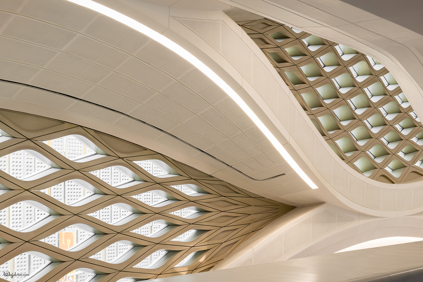 Interior architecture of KAFD Metro Station in Riyadh, Saudi Arabia — architectural photography by Wajd Ramadan for LEDFlex.