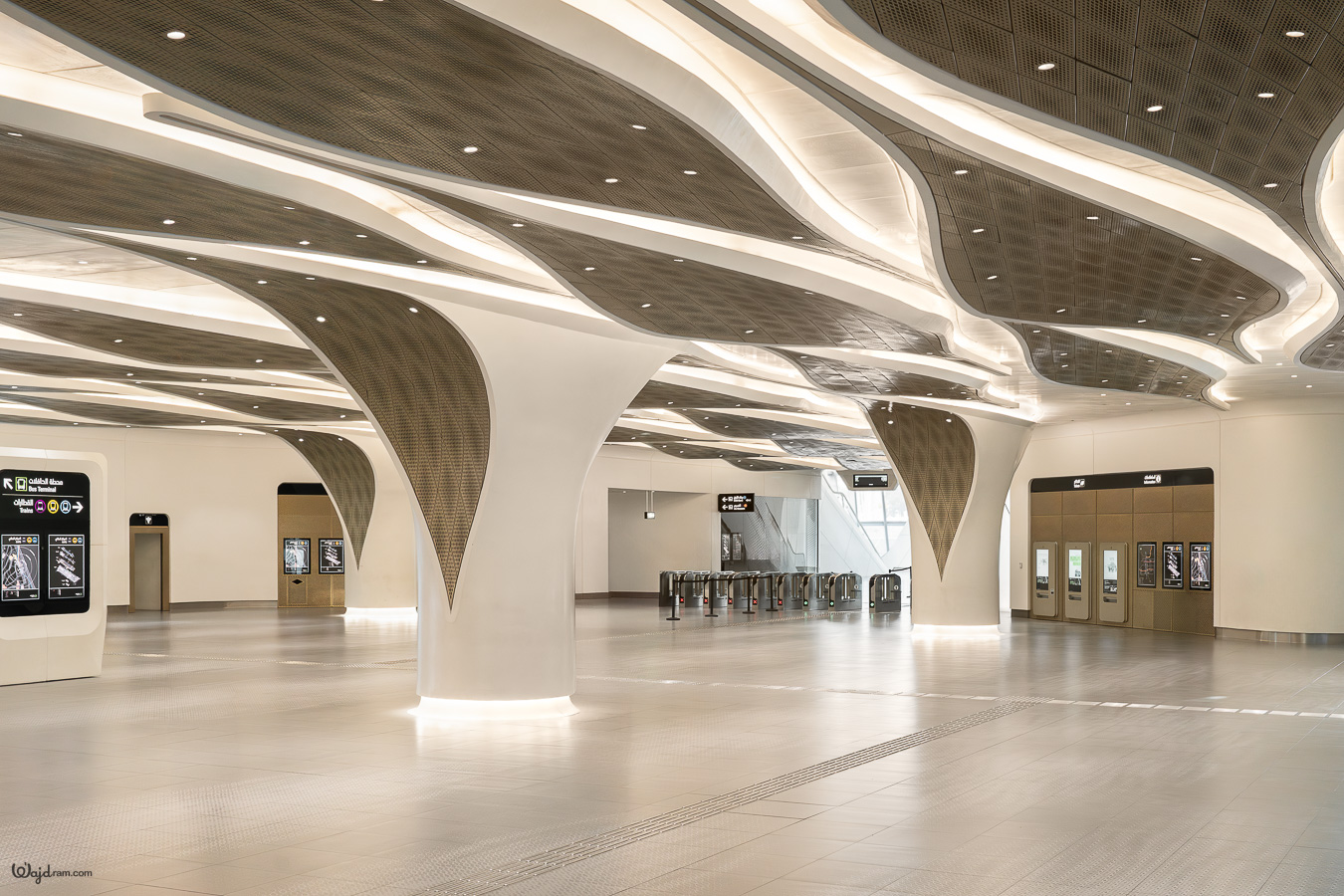 Interior architecture of KAFD Metro Station in Riyadh, Saudi Arabia — architectural photography by Wajd Ramadan for LEDFlex.