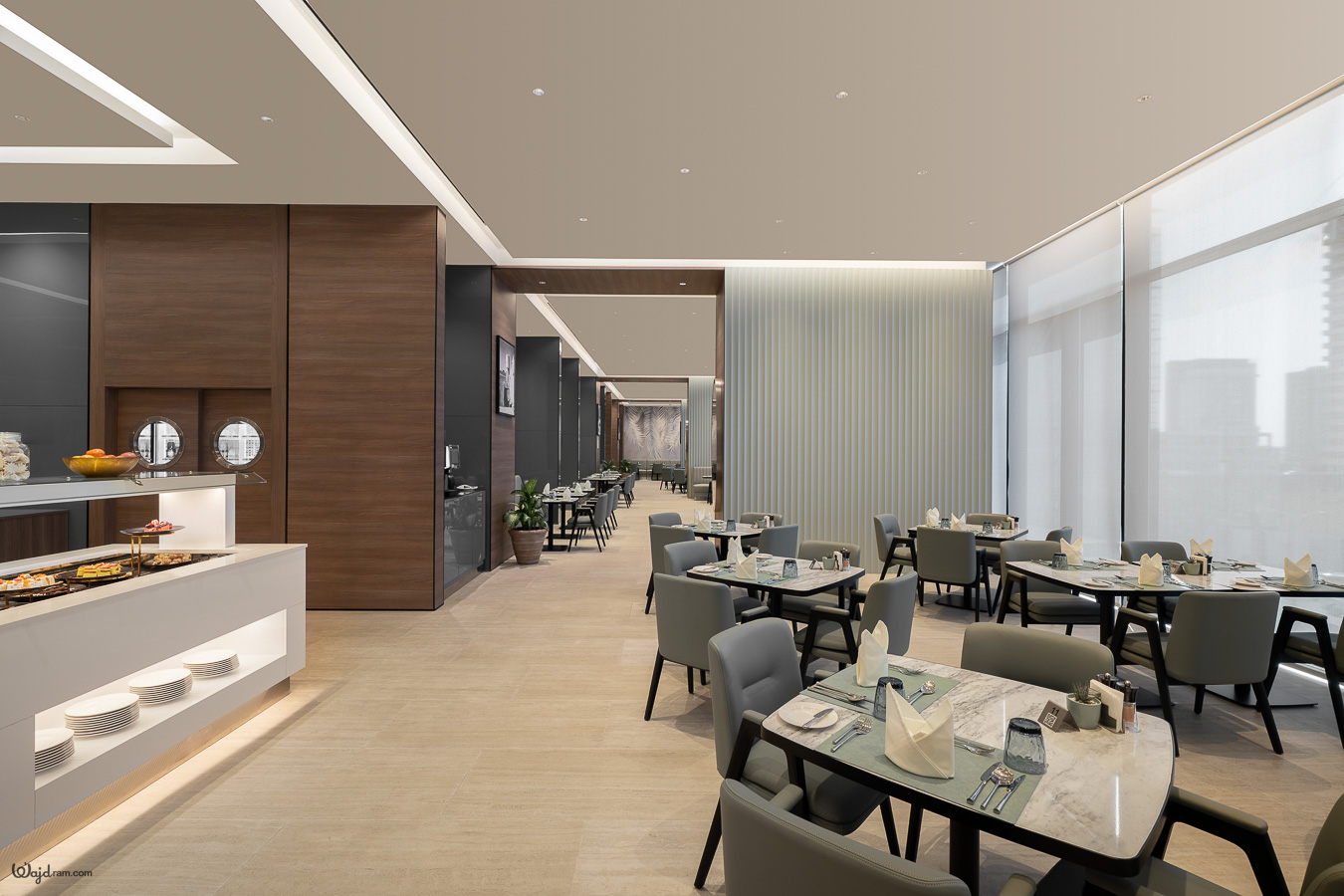Resturant - architecture photography by Wajd Ramadan for Radisson Blu Sahafa, Riyadh, Saudi Arabia.
